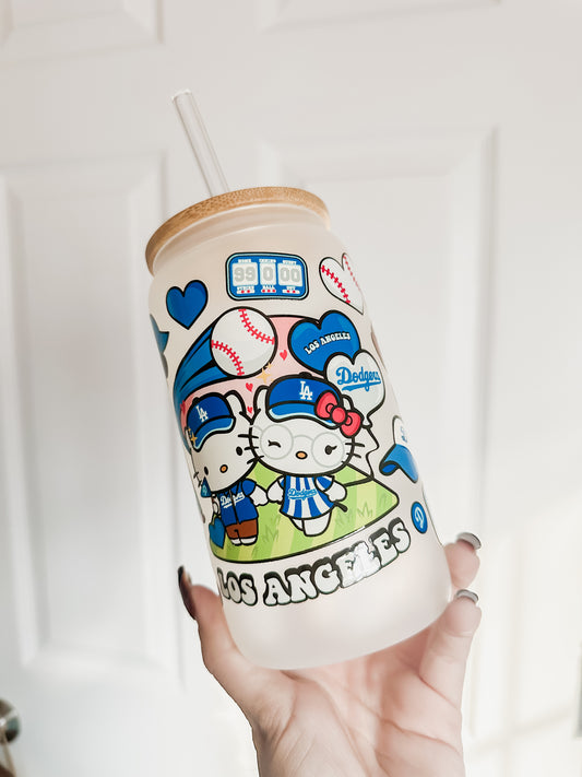 LA dodgers x kitty glass cup