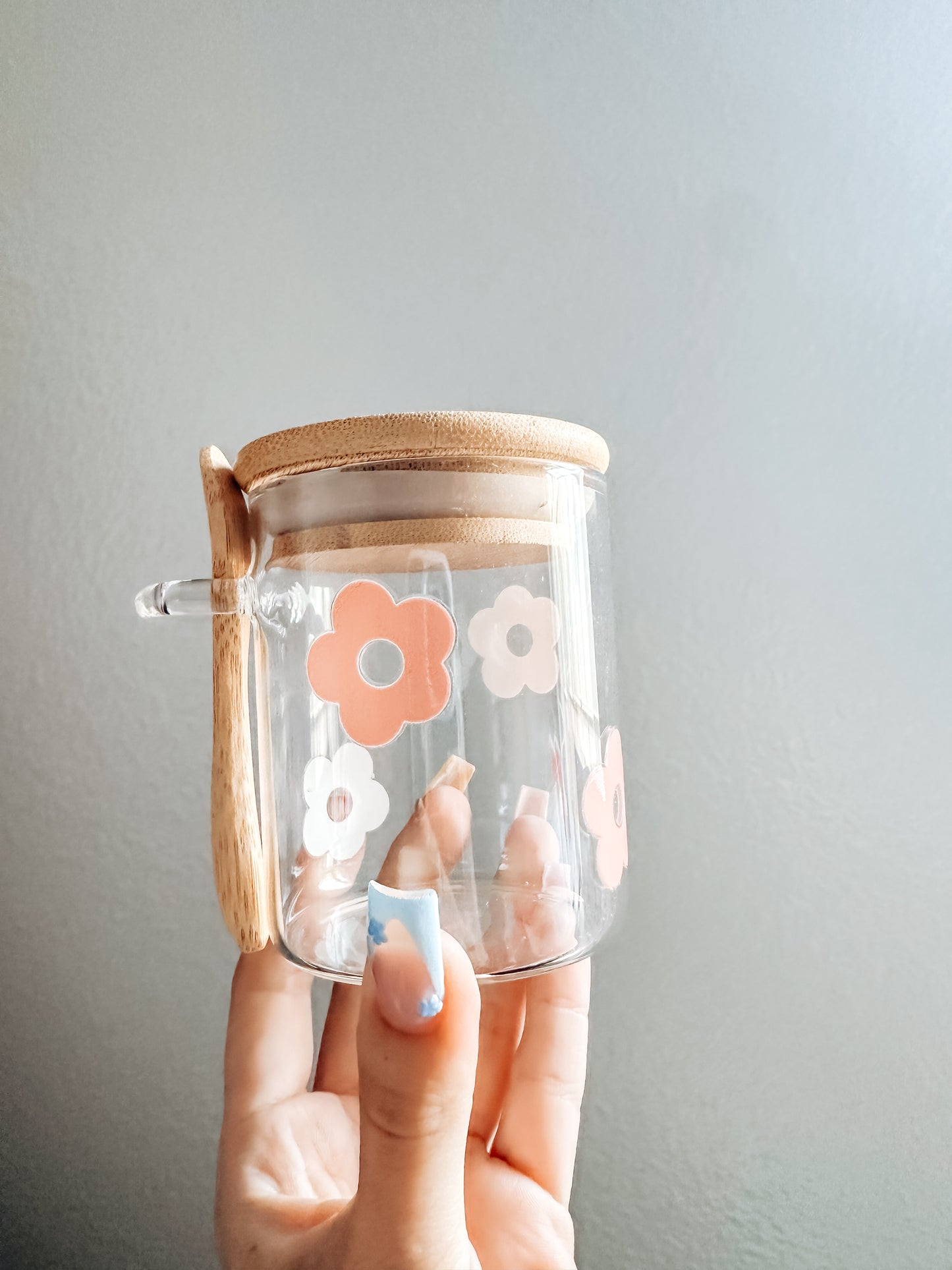 Flower mini glass jar