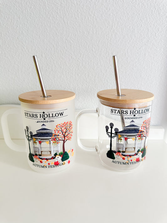 Stars hollow autumn festival glass mug