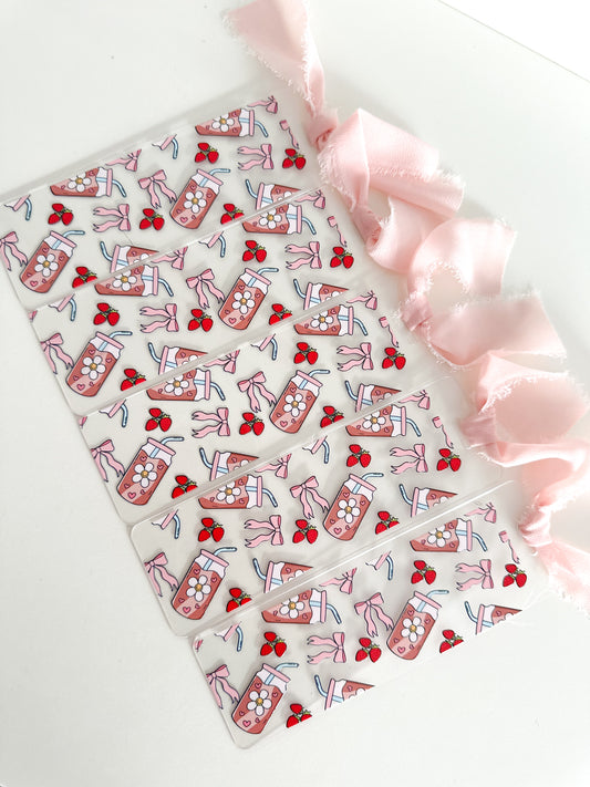 Strawberry, coffee & bows bookmark