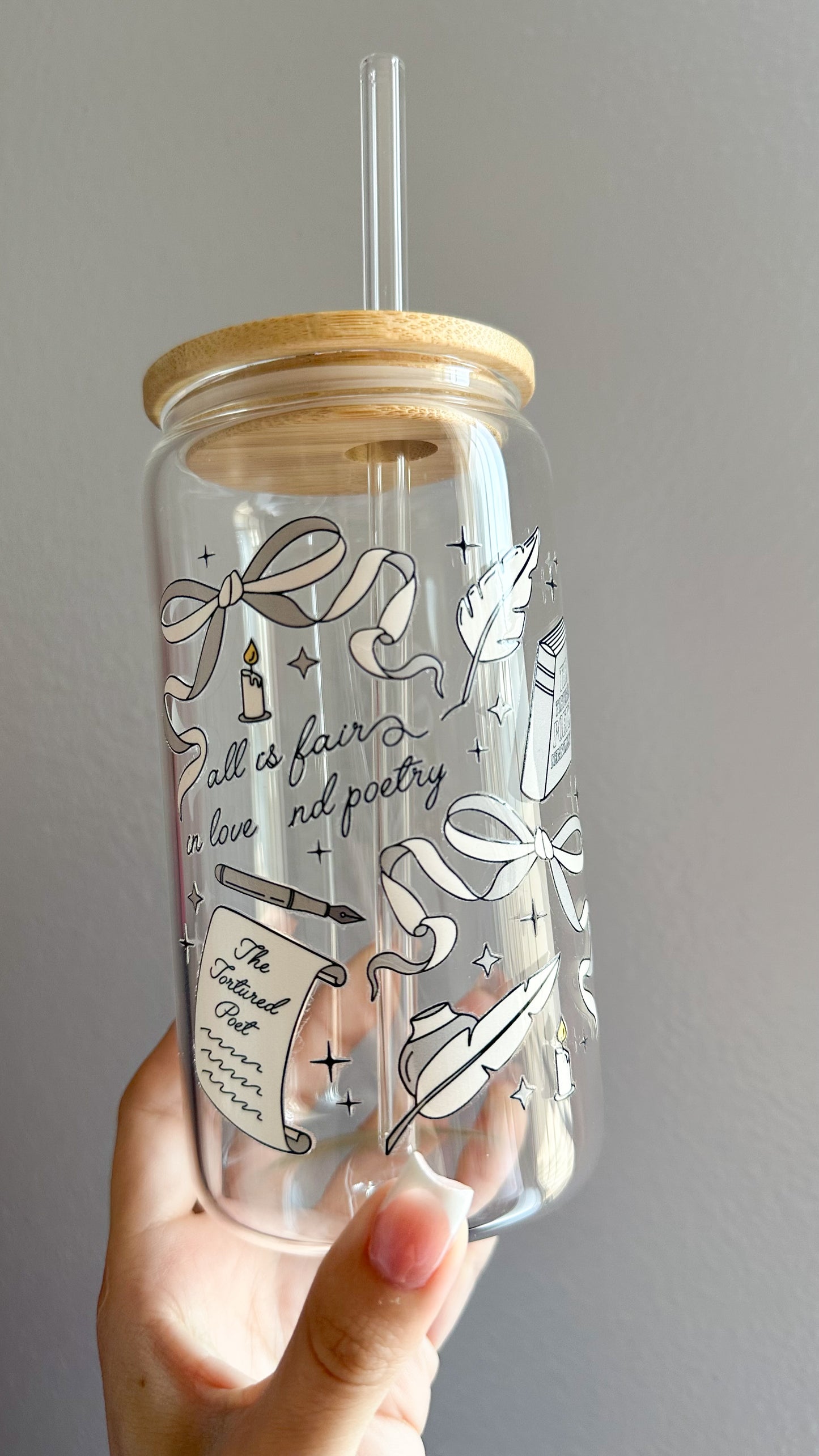 All is fair in love & poetry glass cup