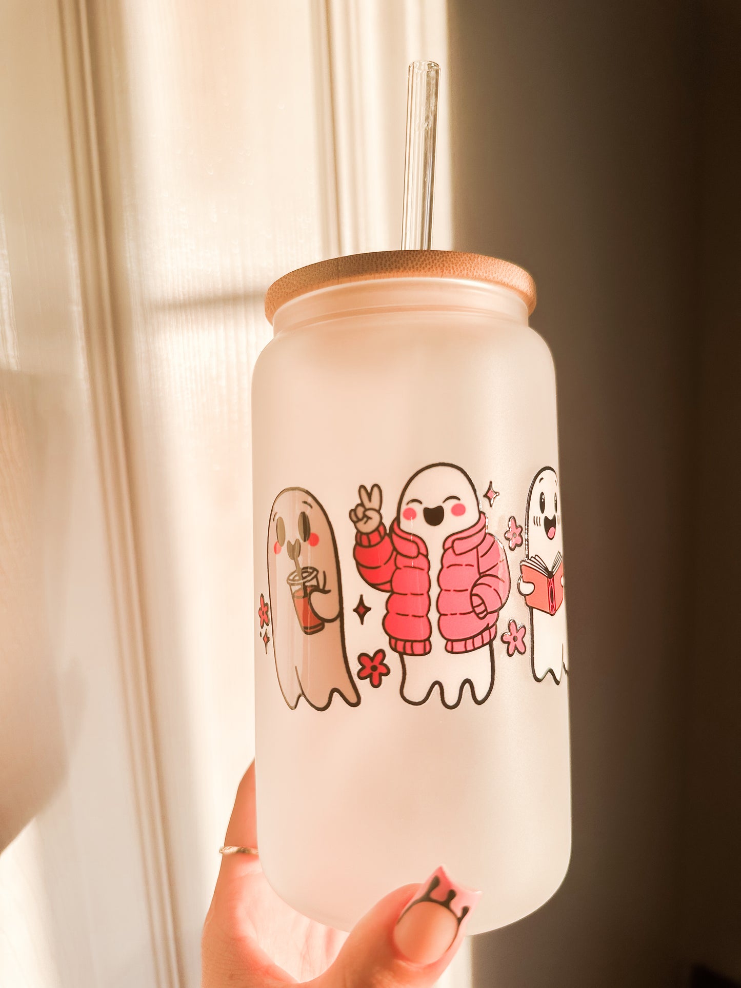 Winter ghosts glass cup