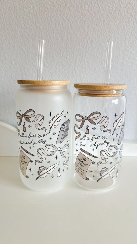 All is fair in love & poetry glass cup