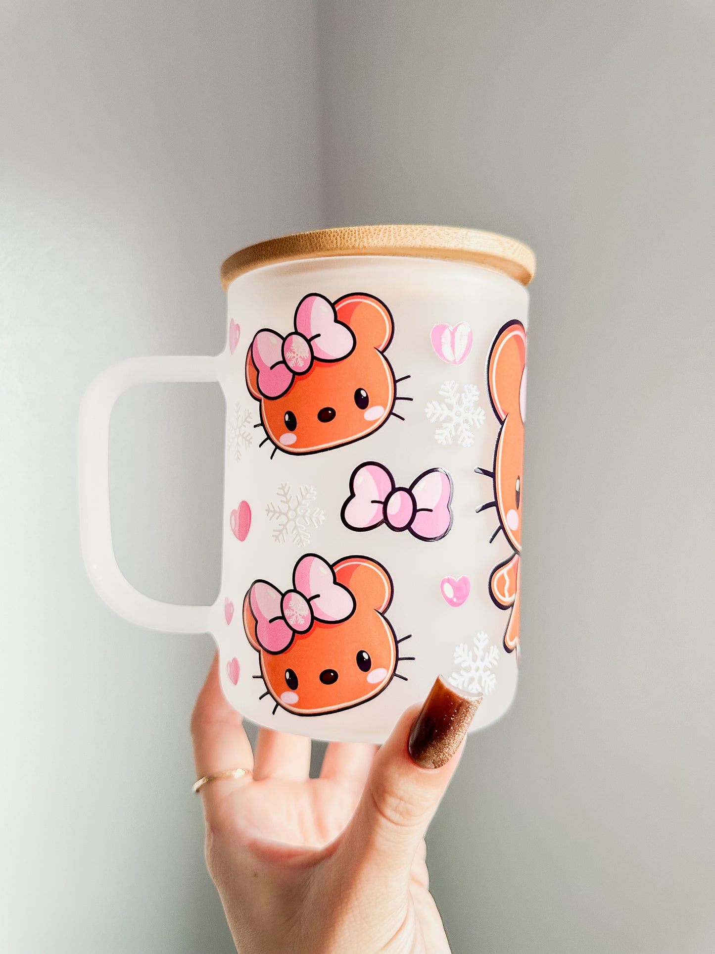 Gingerbread kitty pink mug