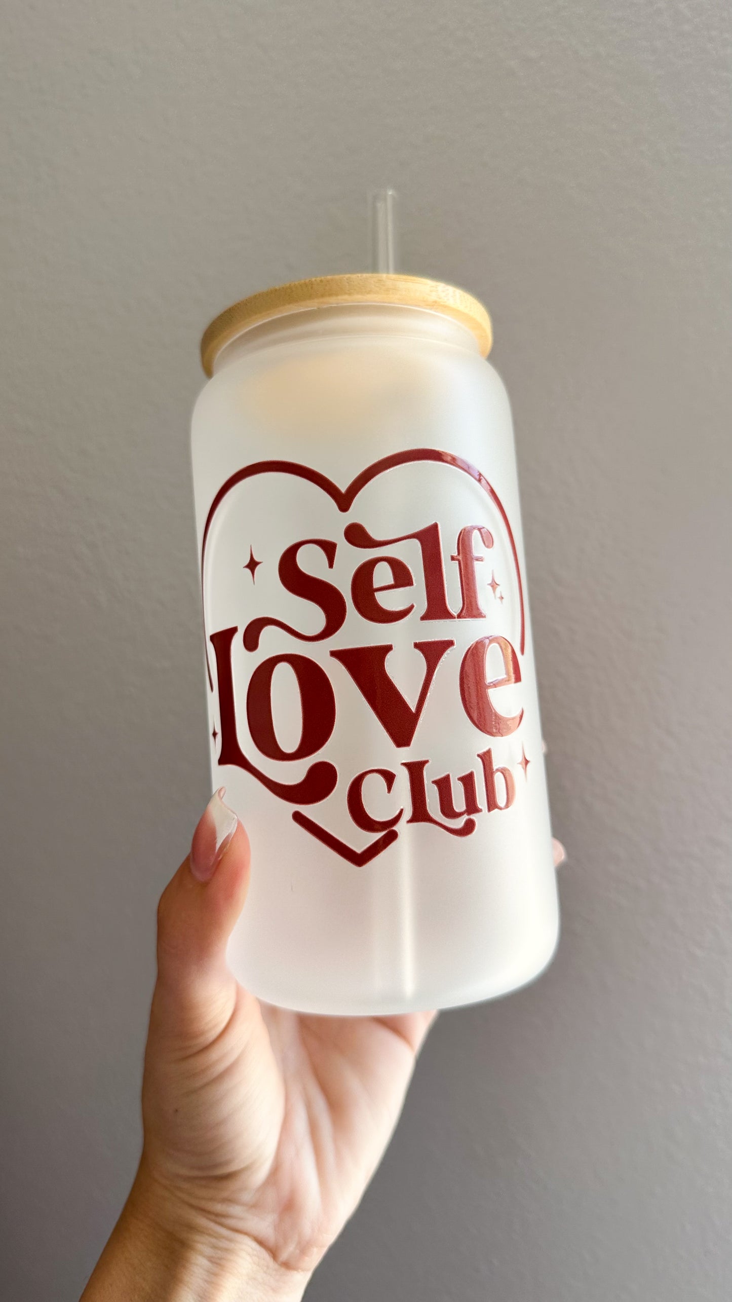 Self love club glass cup