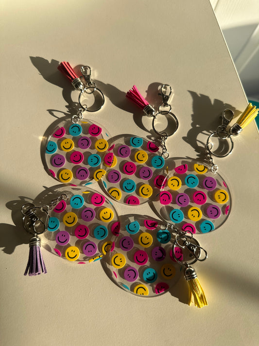 Smiley faces acrylic keychain
