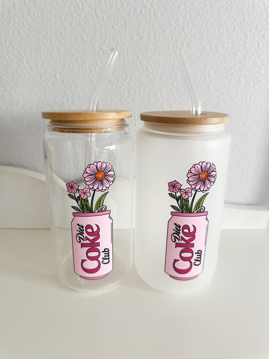 Diet Coke club pink glass cup