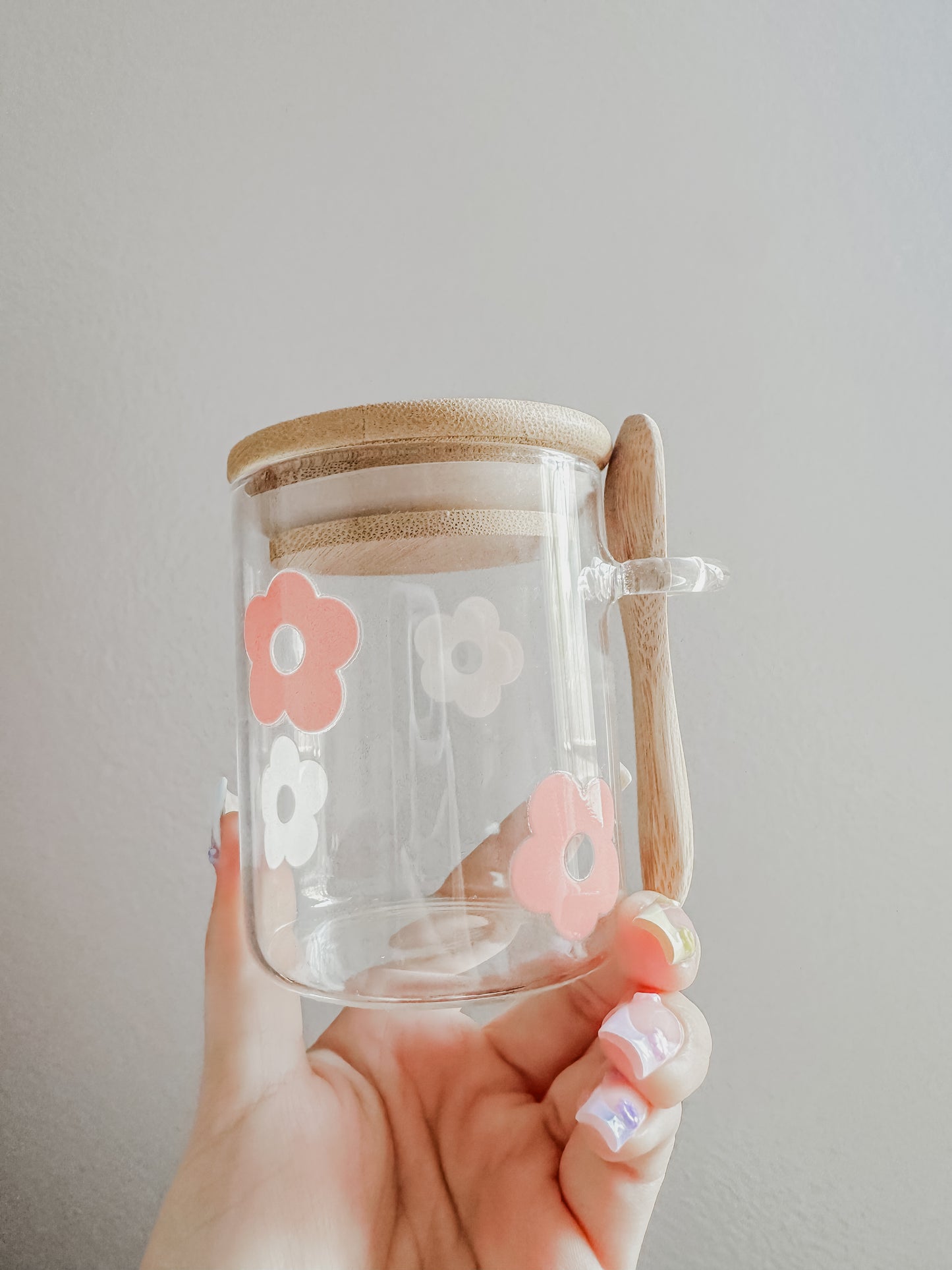 Flower mini glass jar