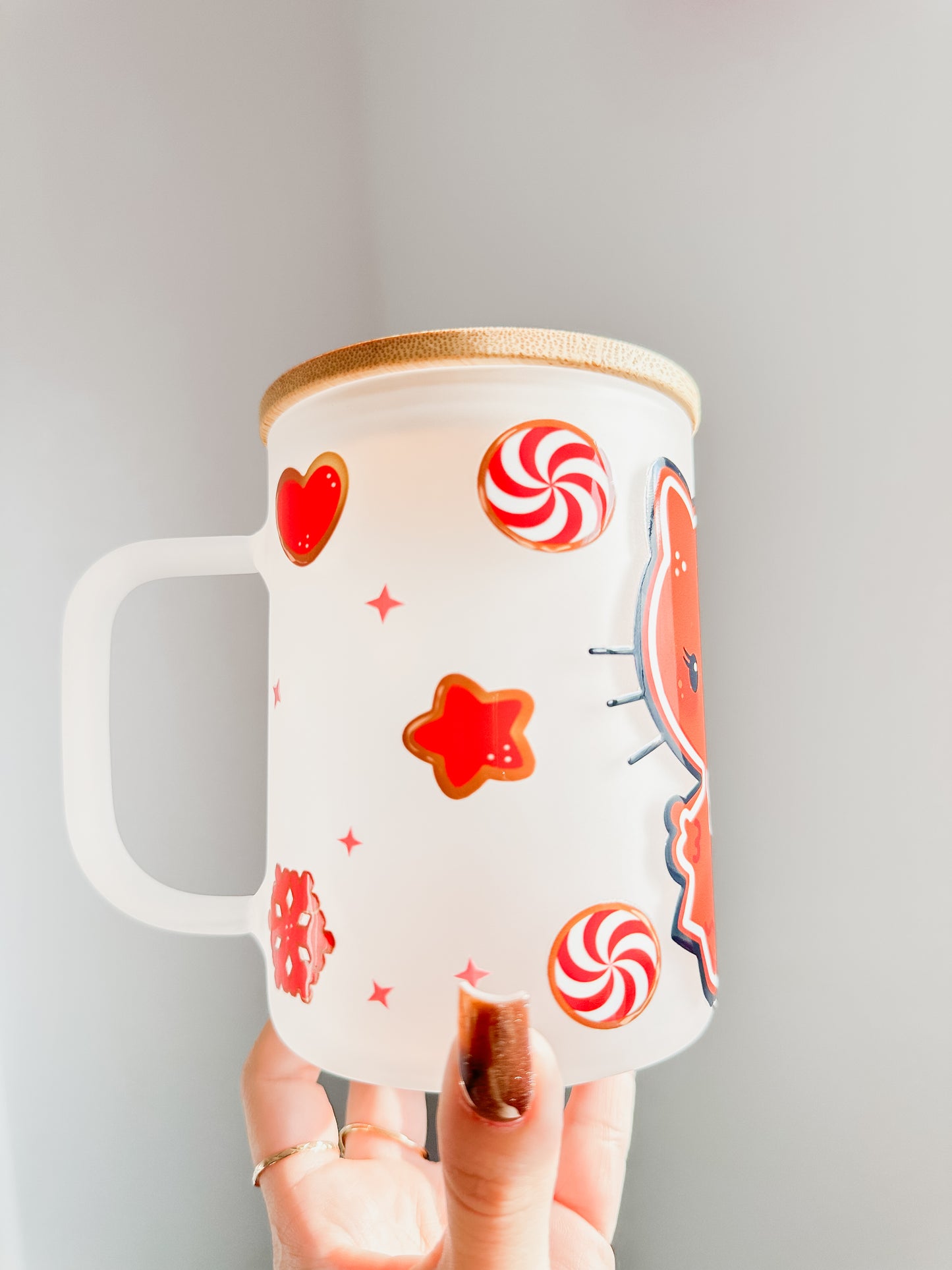 Gingerbread kitty mug red peppermint