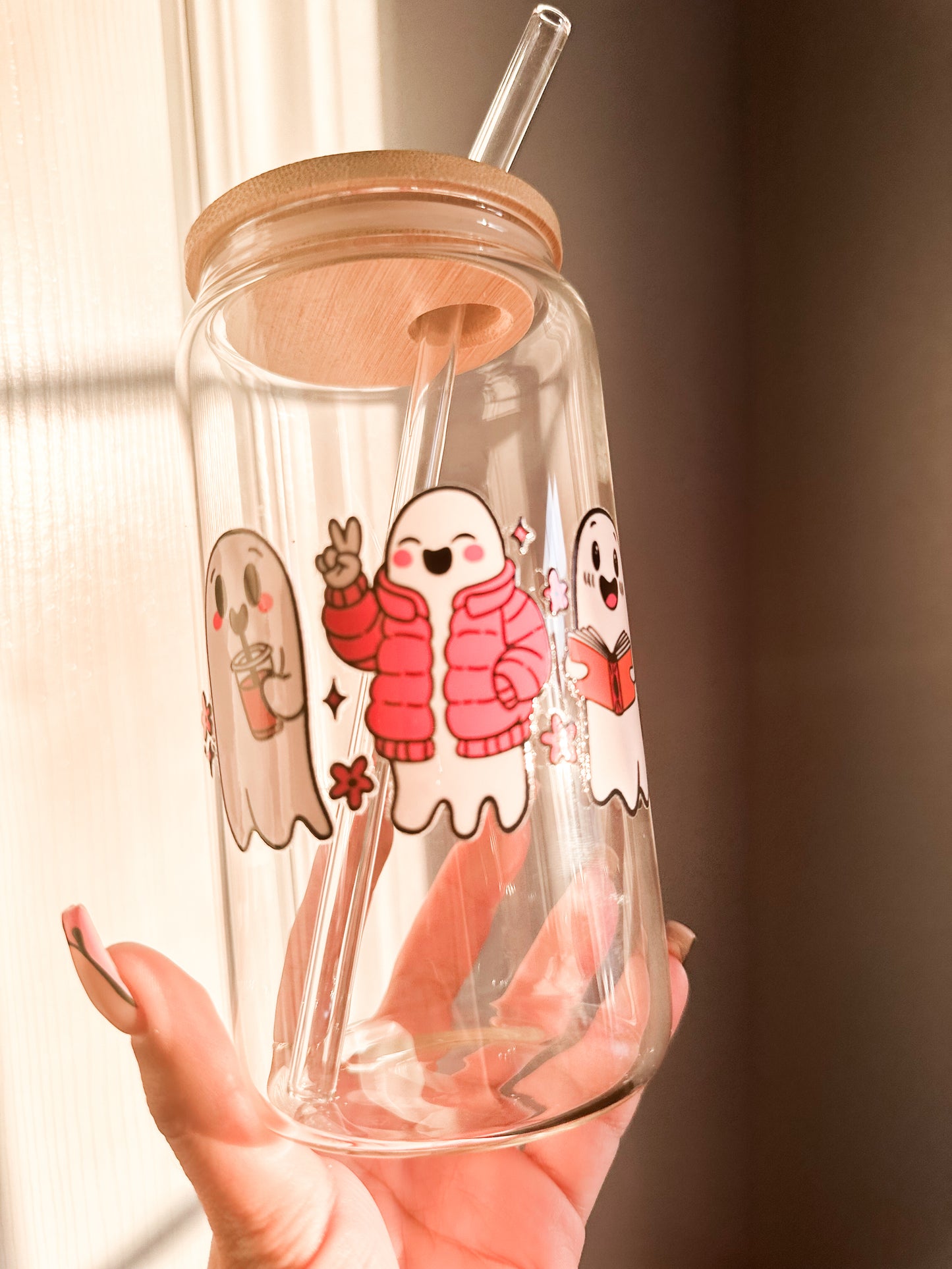 Winter ghosts glass cup