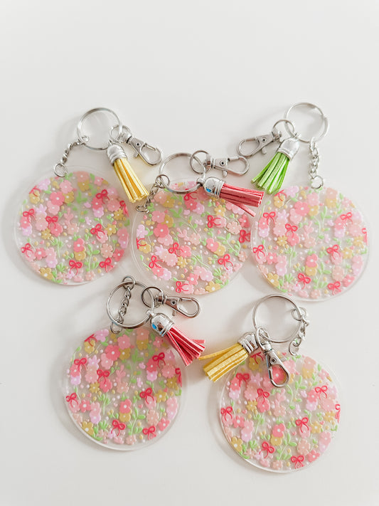 Spring flowers acrylic keychain