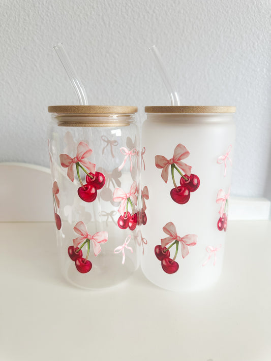 Coquette cherries glass cup