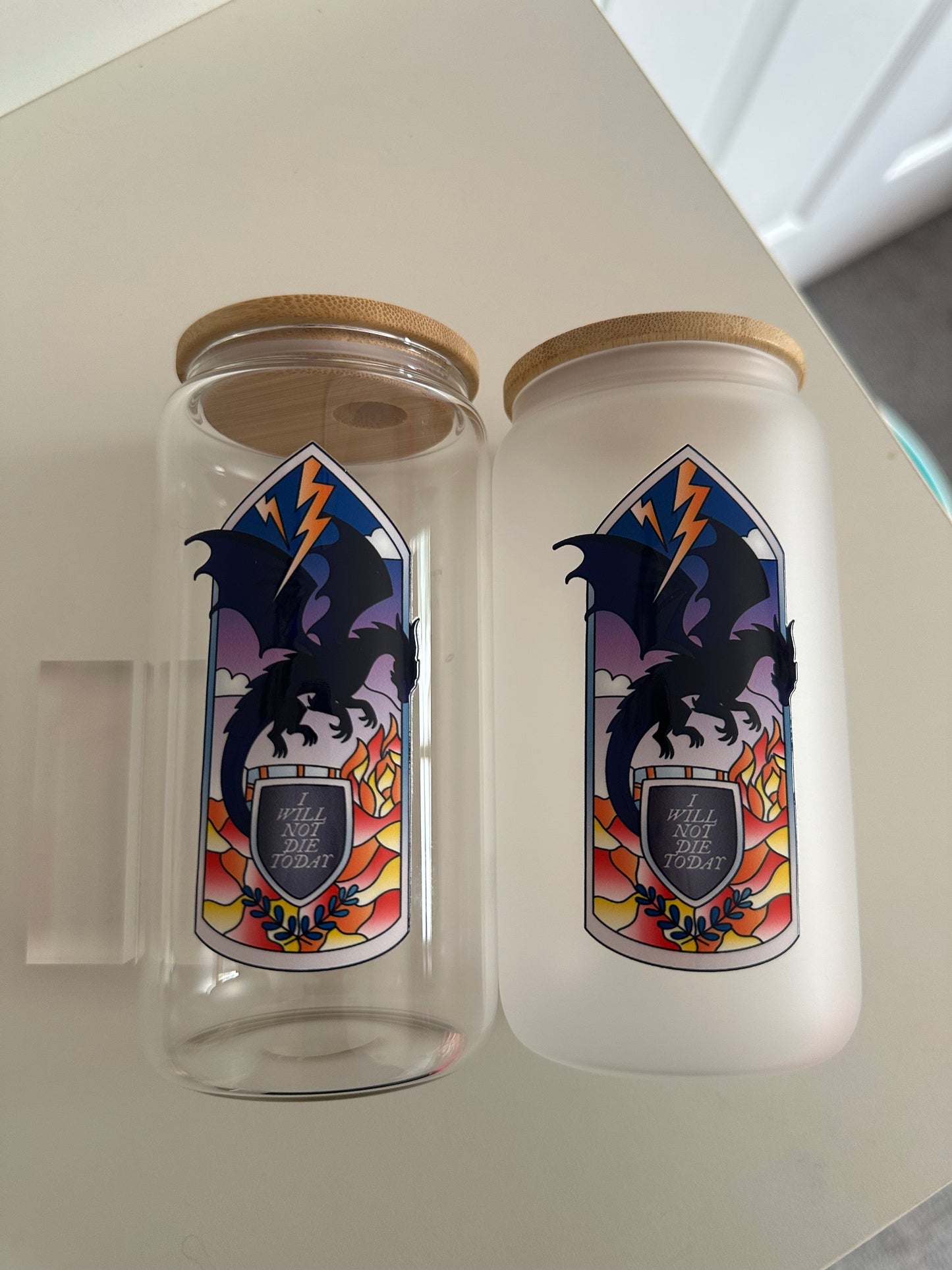 I will not die today 4th wing inspired glass cup
