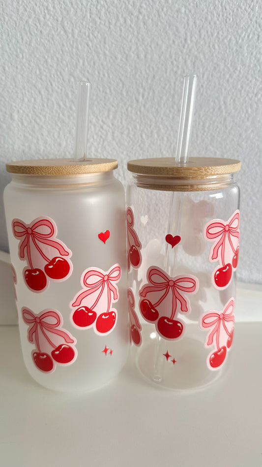 Cherries glass cup