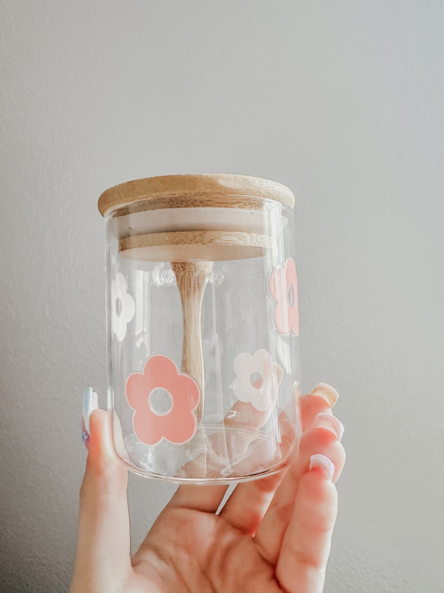 Flower mini glass jar
