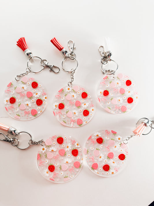 Strawberry acrylic keychain