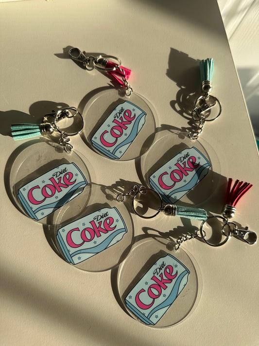 Blue Diet Coke acrylic keychain