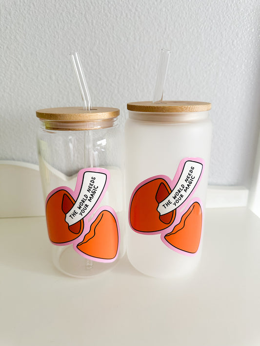 Fortune cookie glass cup