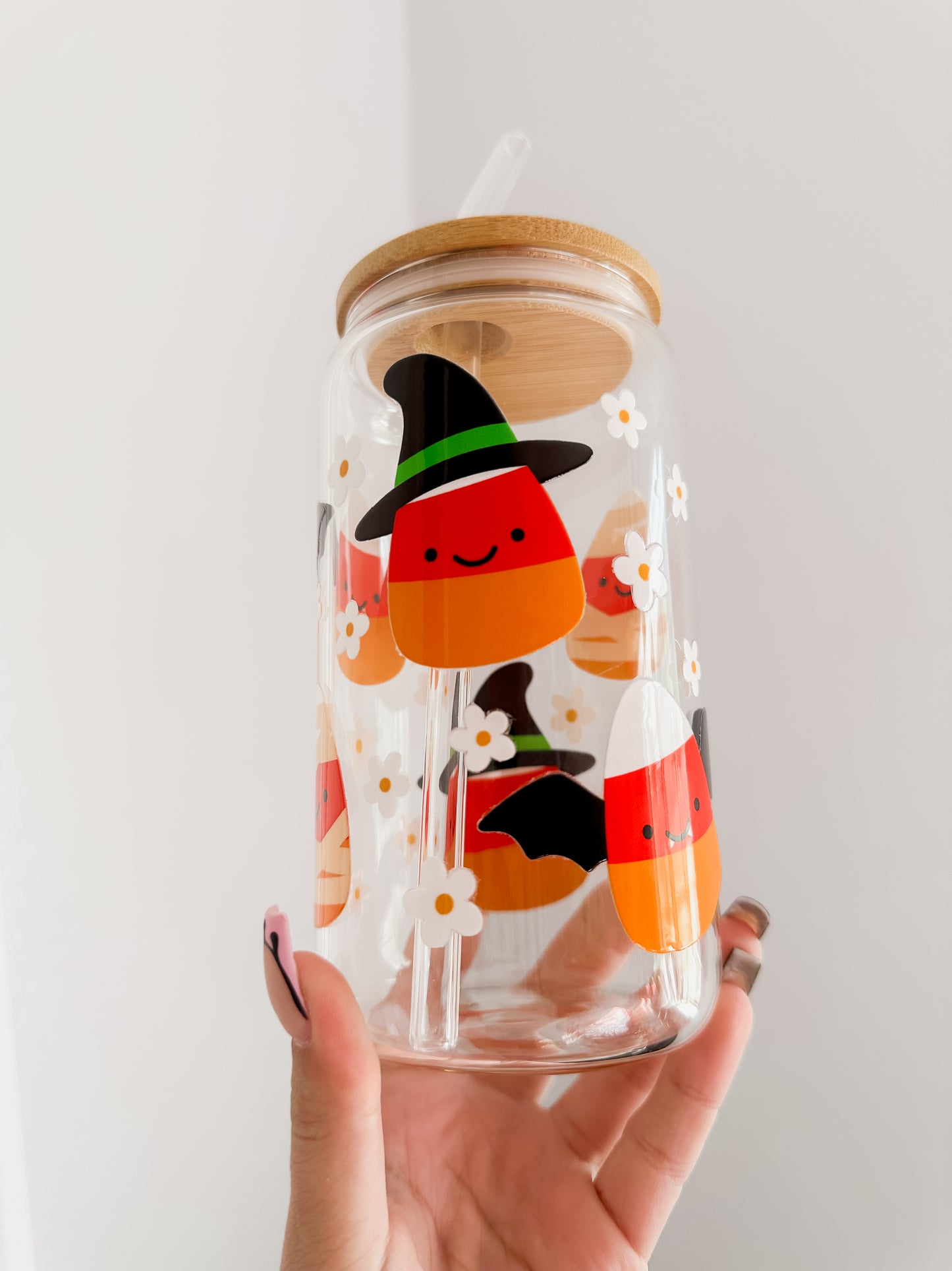 Spooky candy corn glass cup