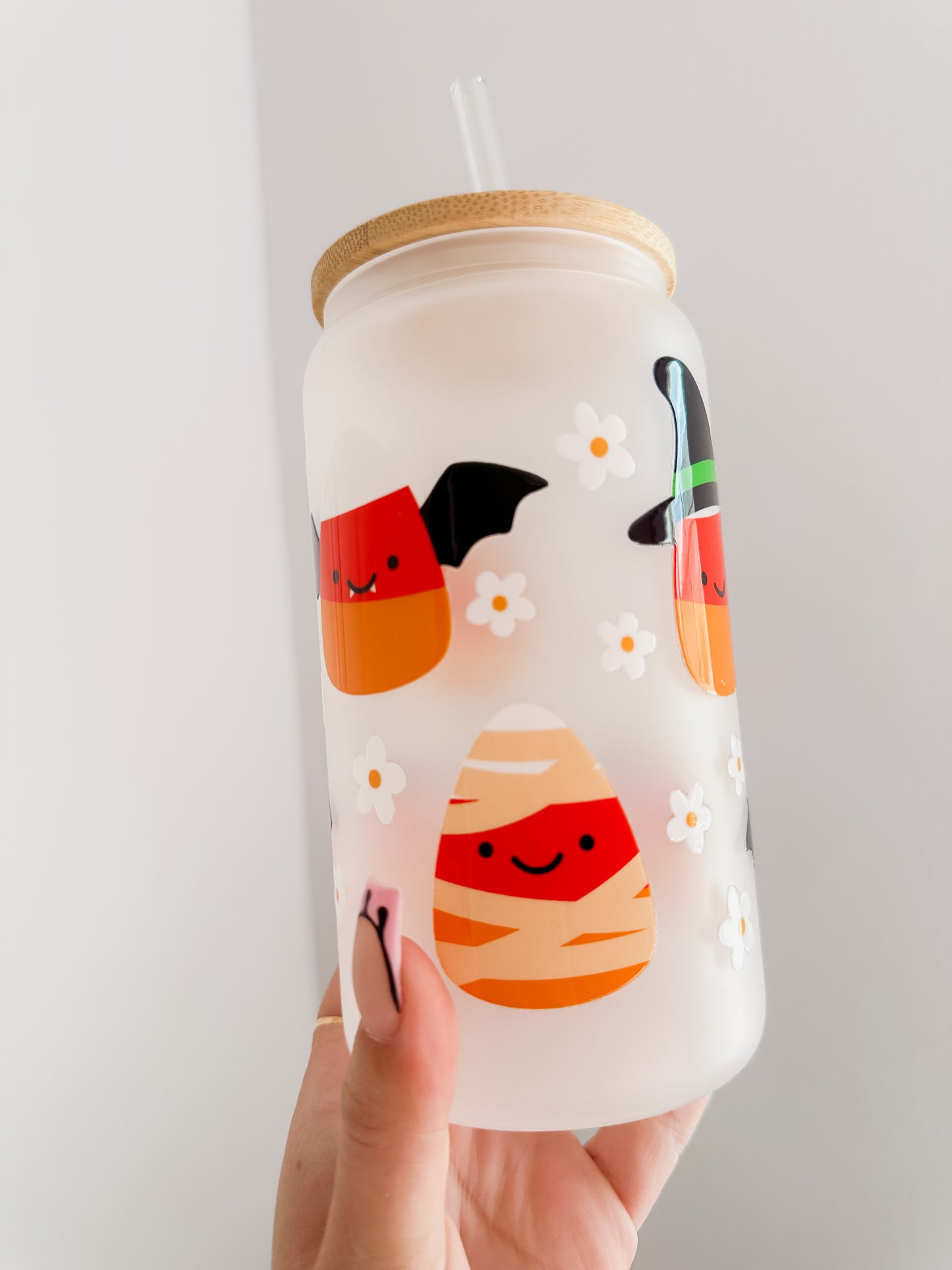 Spooky candy corn glass cup