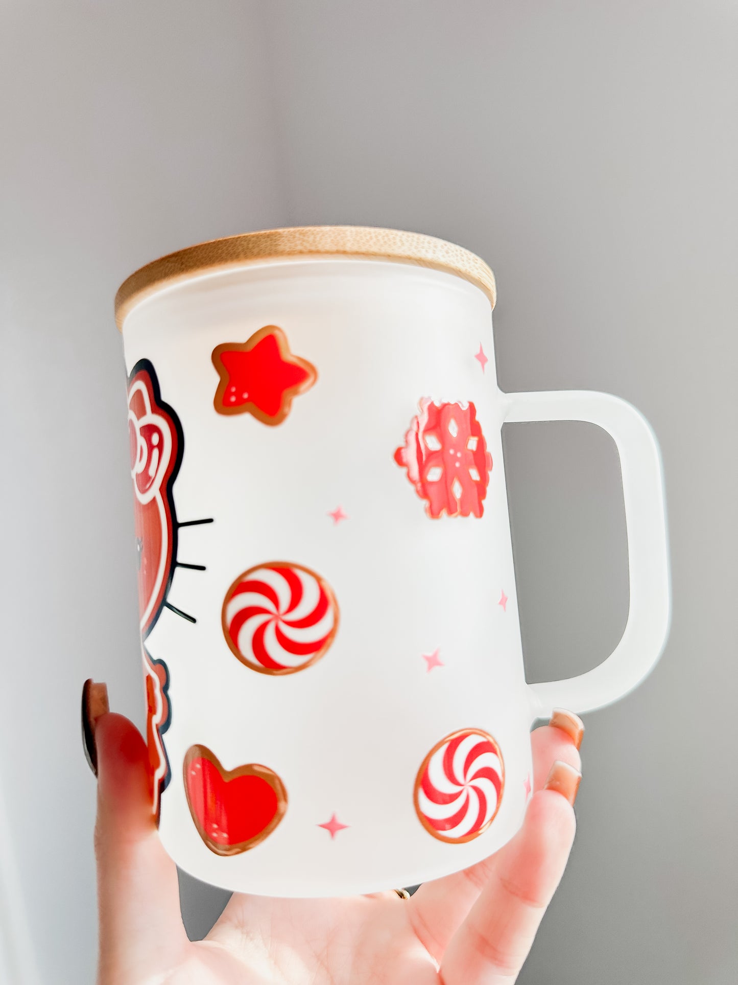 Gingerbread kitty mug red peppermint