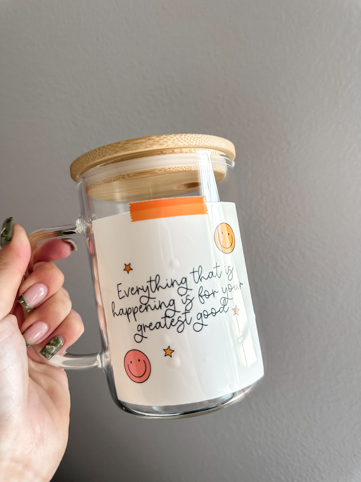 Everything is for your greatest good glass mug