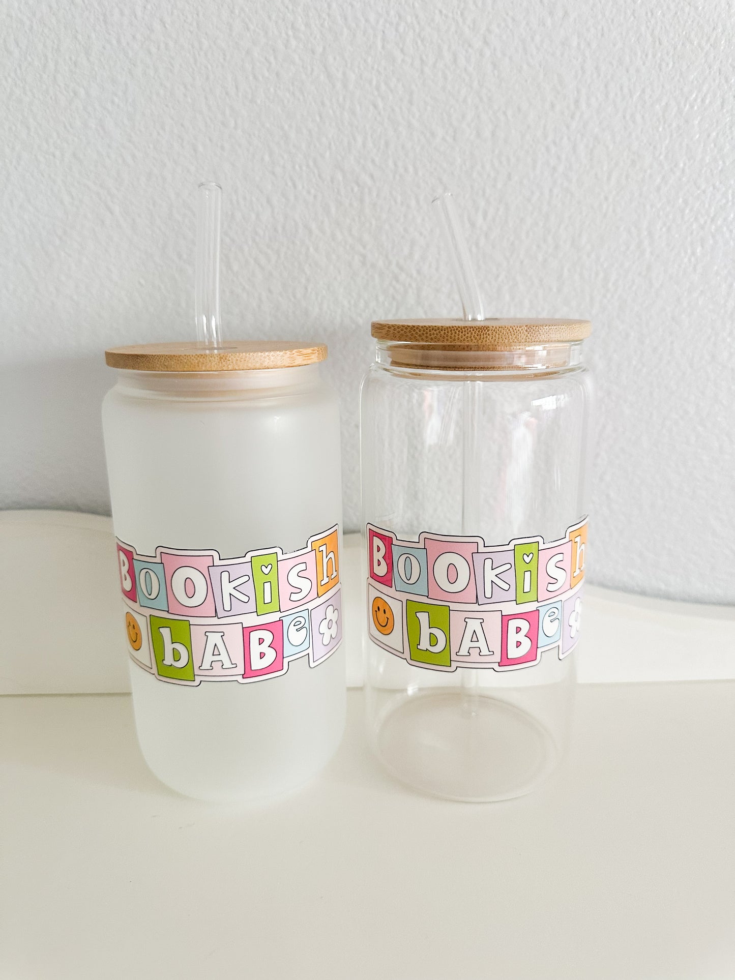 Bookish babe glass cup