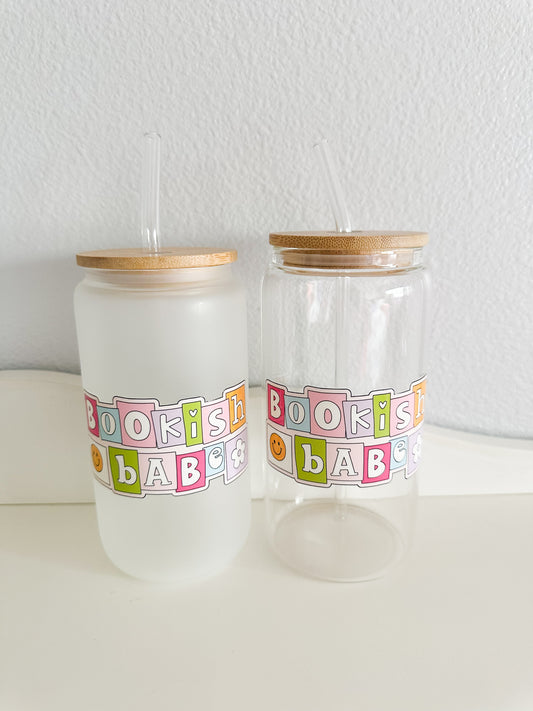 Bookish babe glass cup