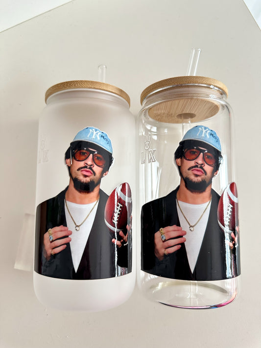 Bad bunny + football glass cup only