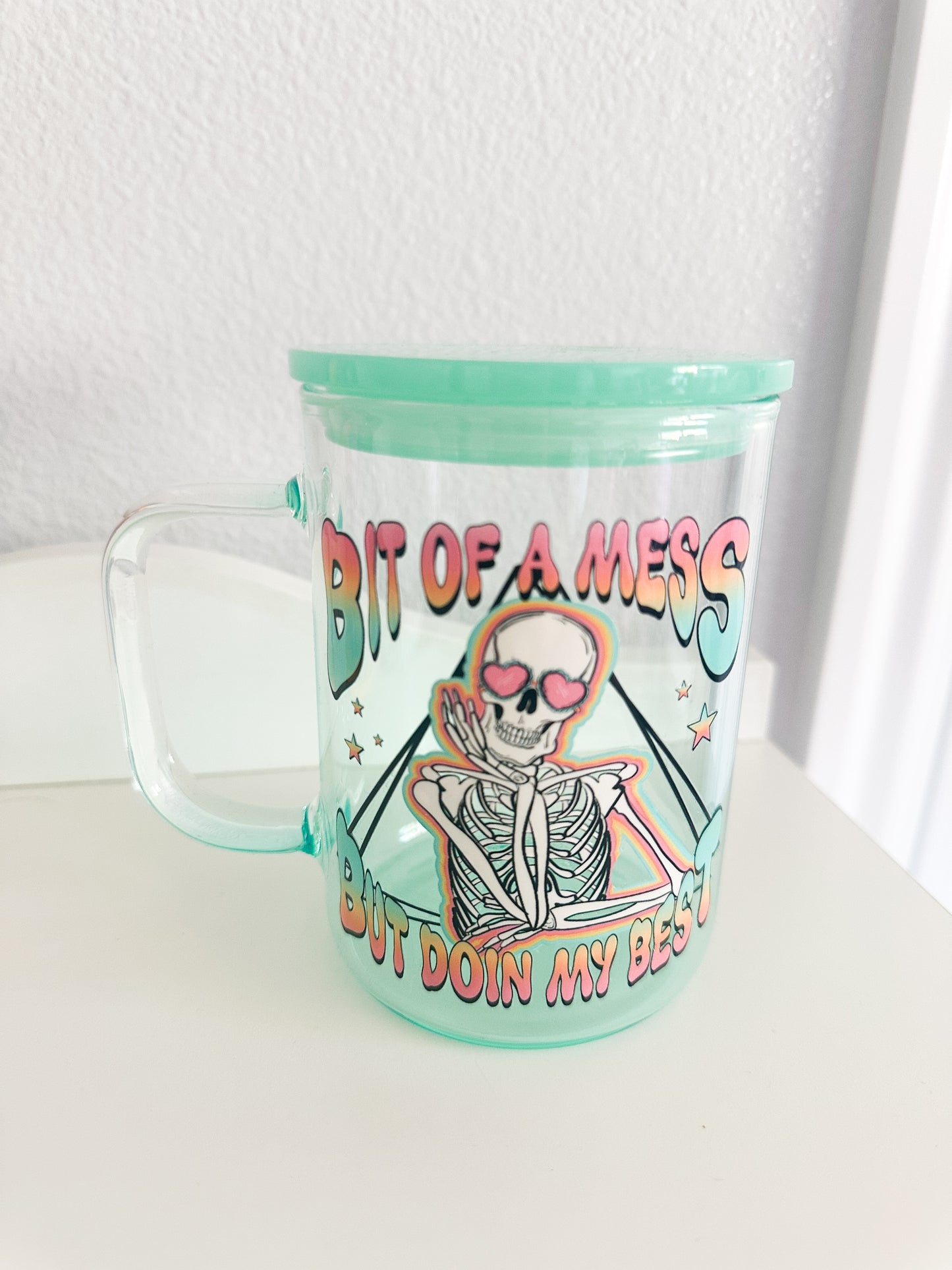 Bit of a mess glass mug