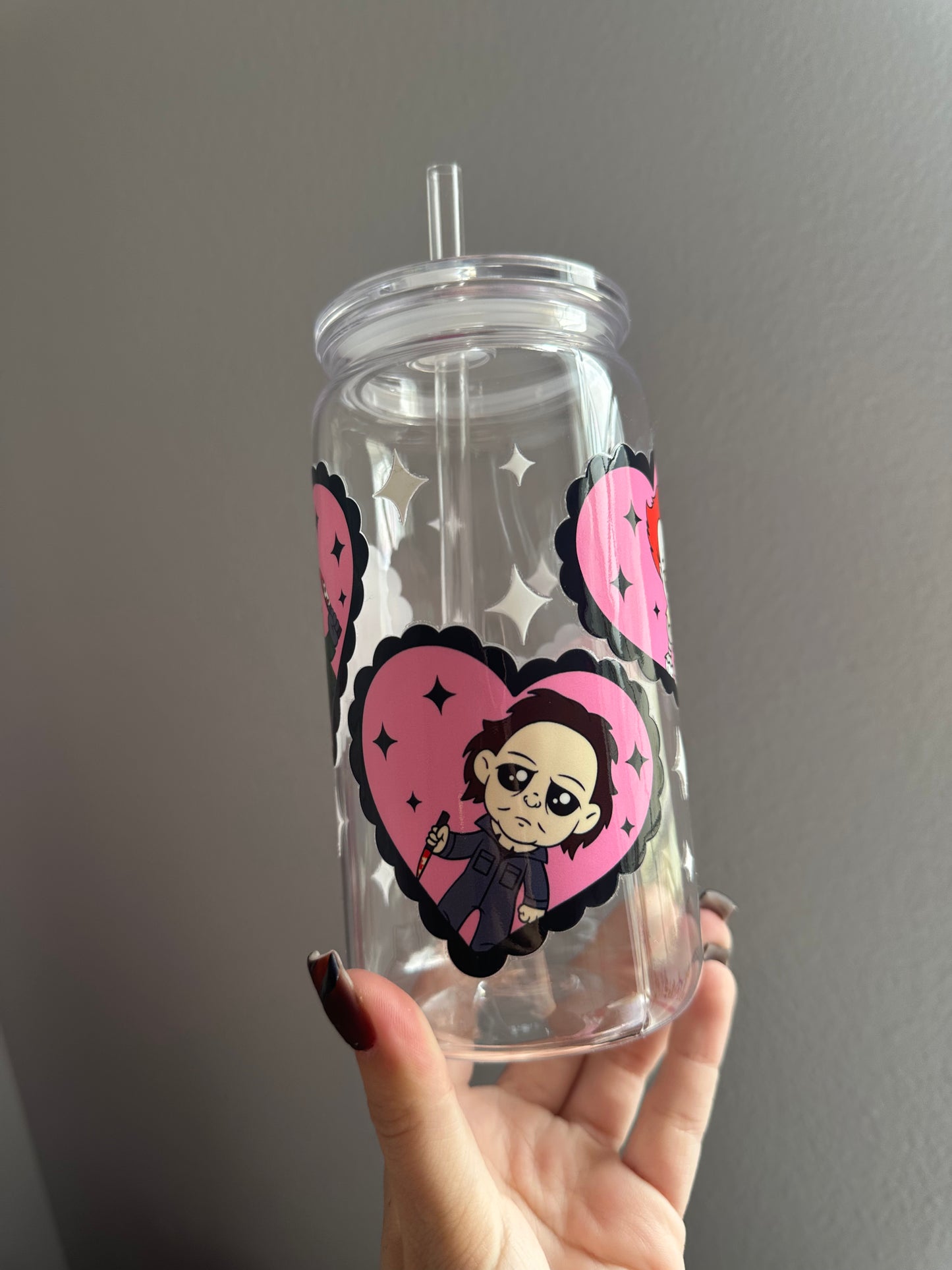 Halloween hearts acrylic cup