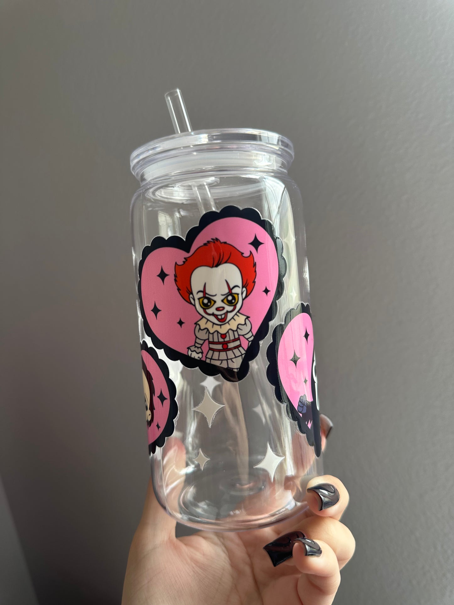 Halloween hearts acrylic cup