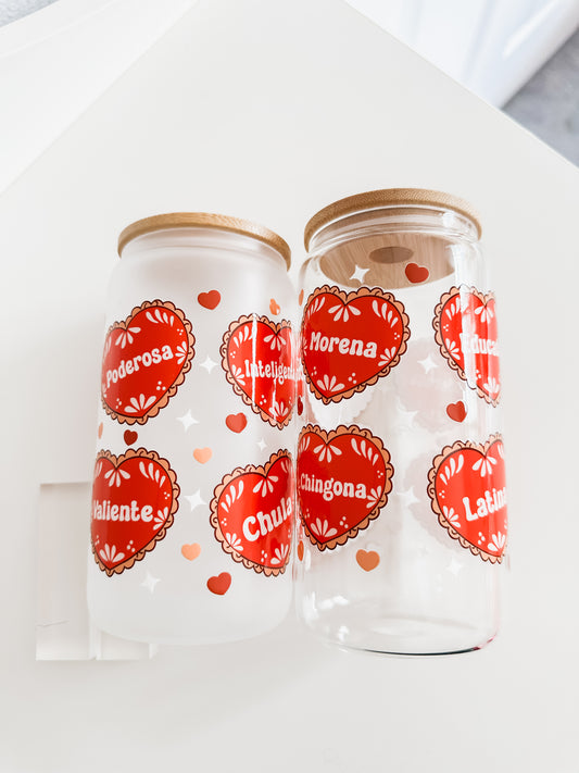 Latina heart glass cup