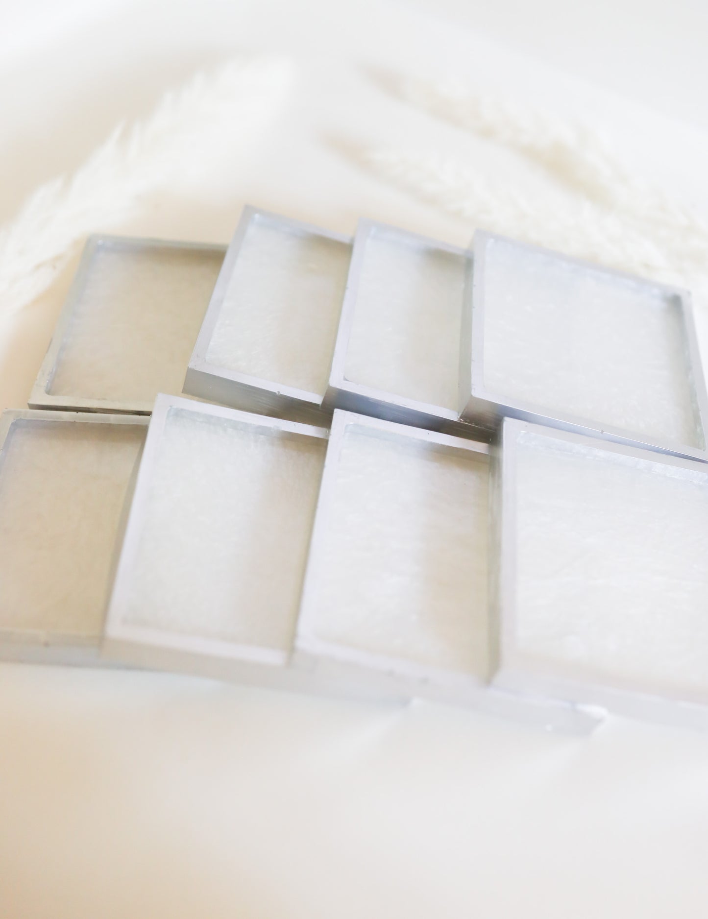 White w/silver lining squared coasters