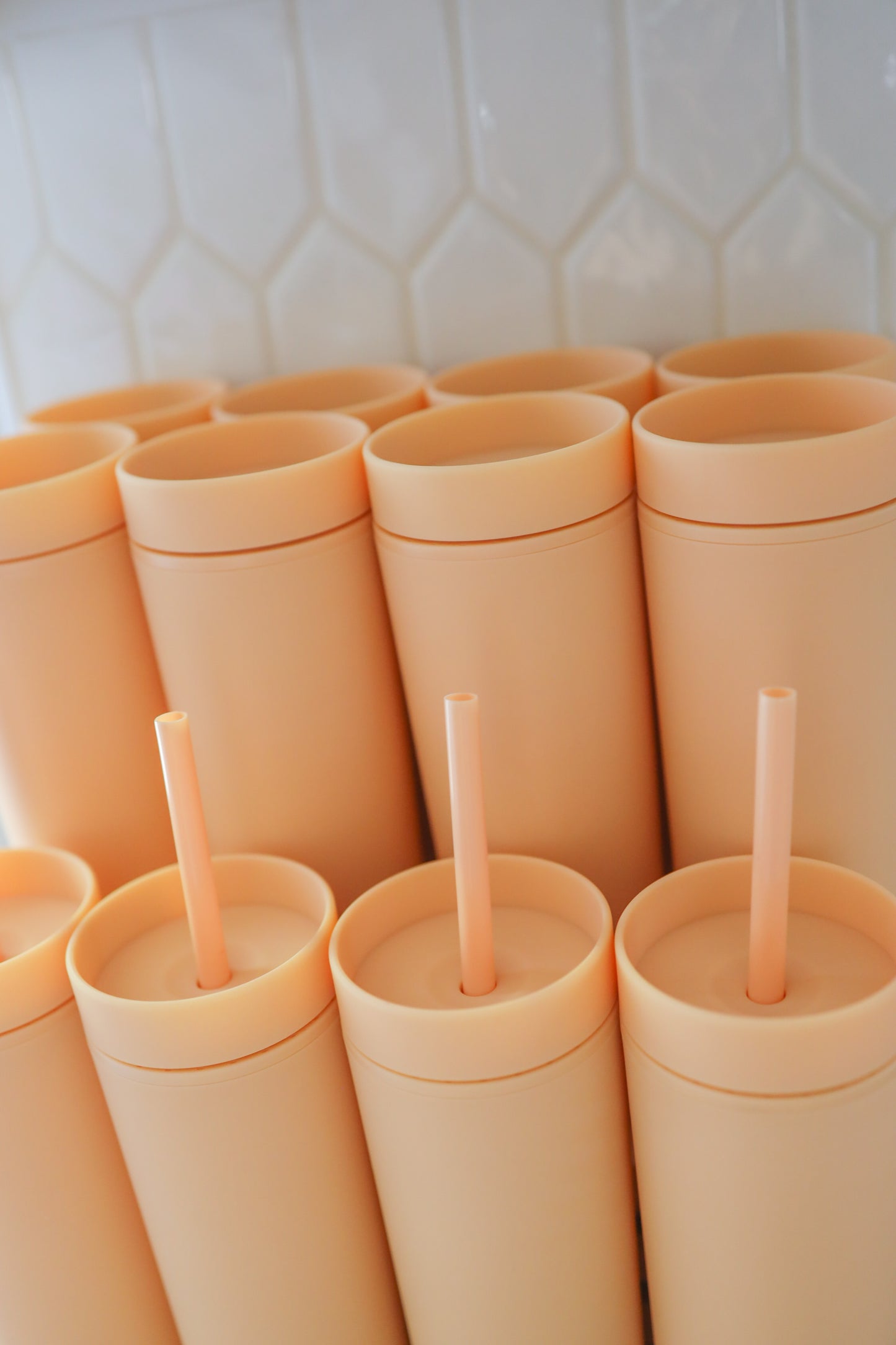 Peach skinny tumblers