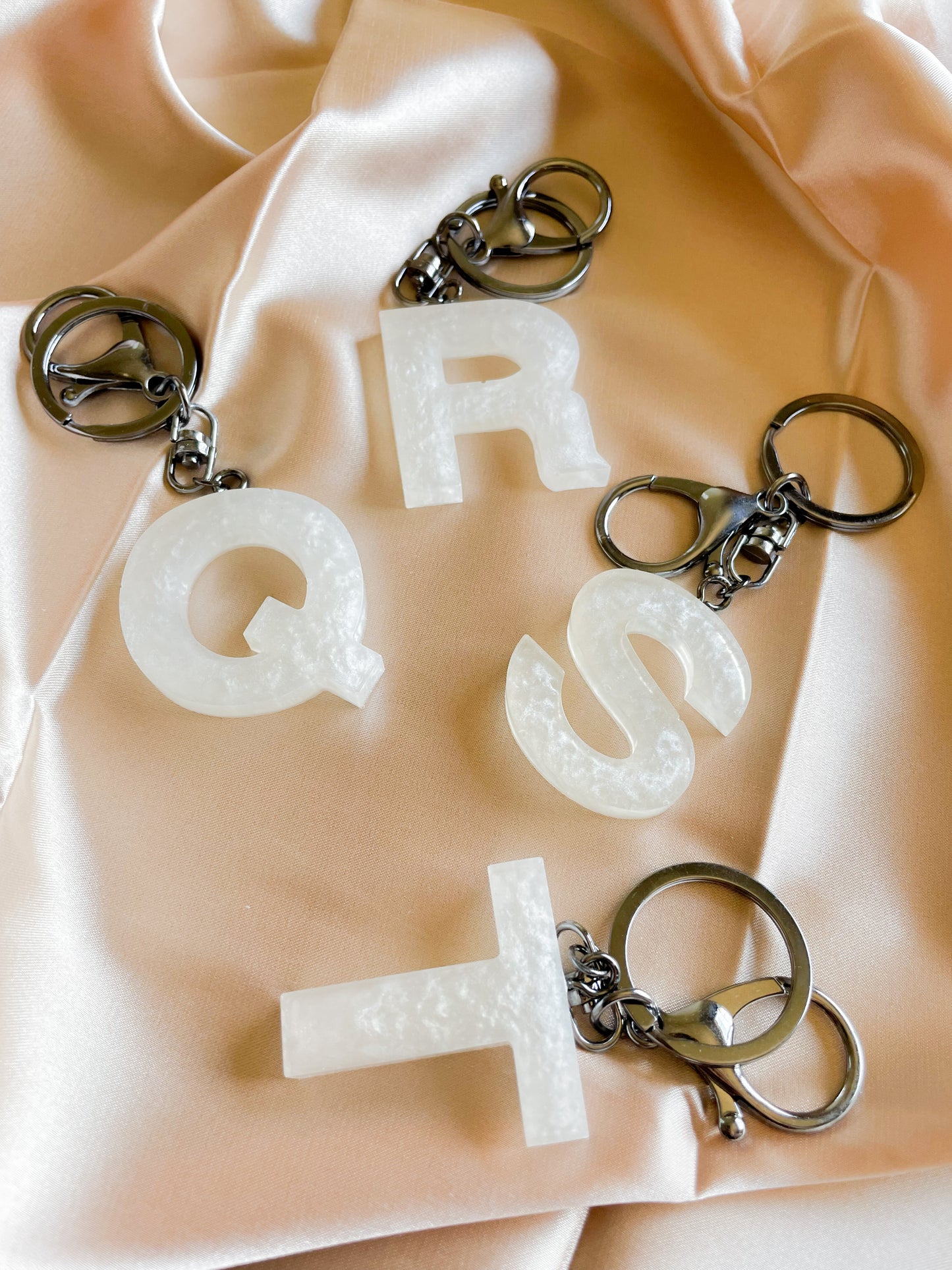 White initial keychain *Black keychain*