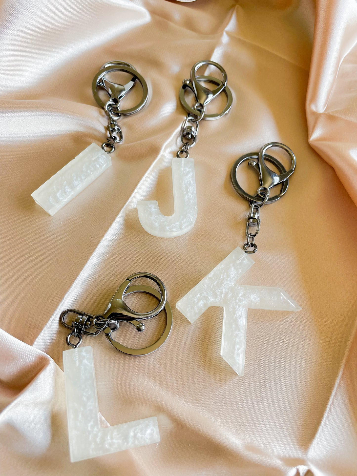 White initial keychain *Black keychain*