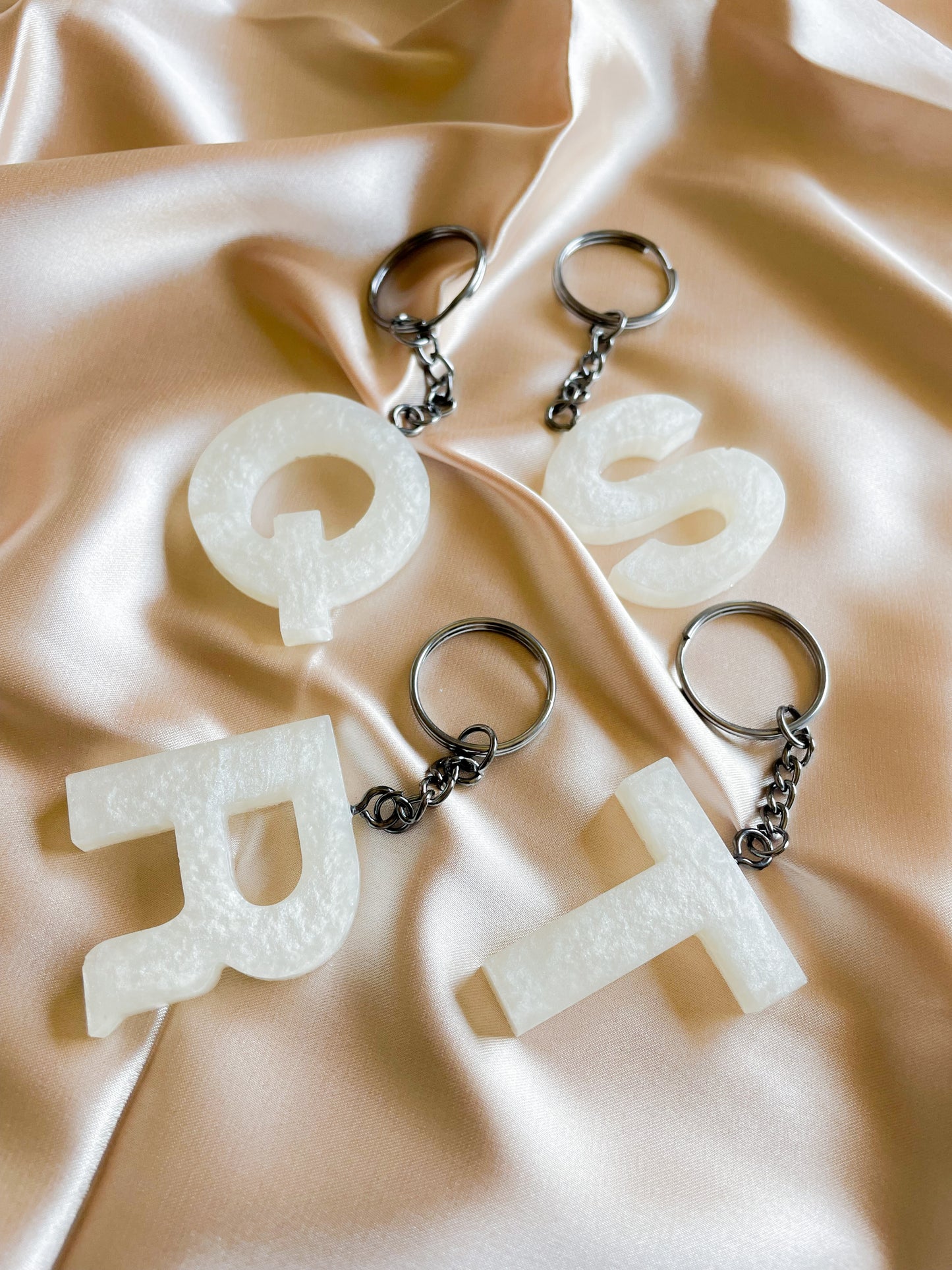 White initial keychain *Black keychain*