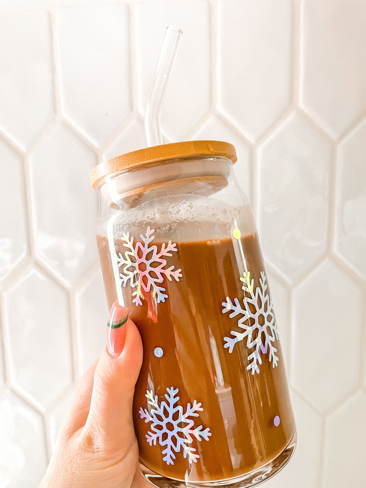 Snowflake glass cup
