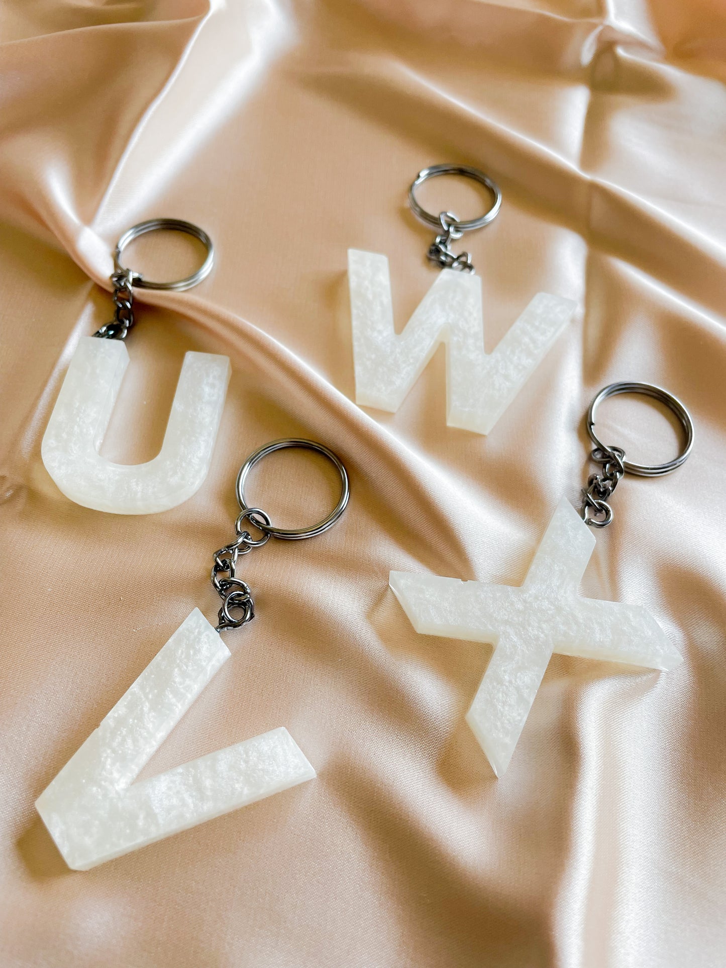 White initial keychain *Black keychain*
