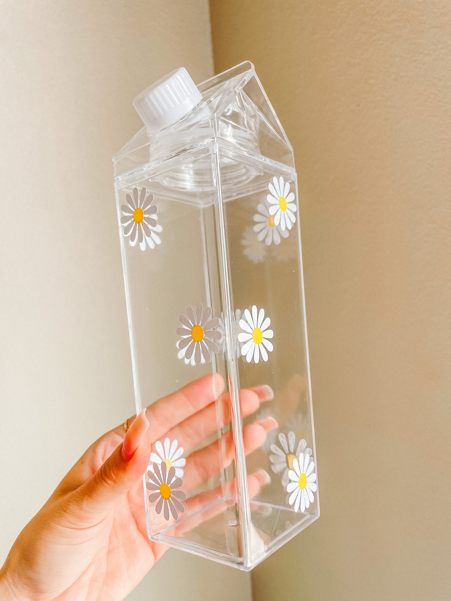 Daisies milk carton water bottle