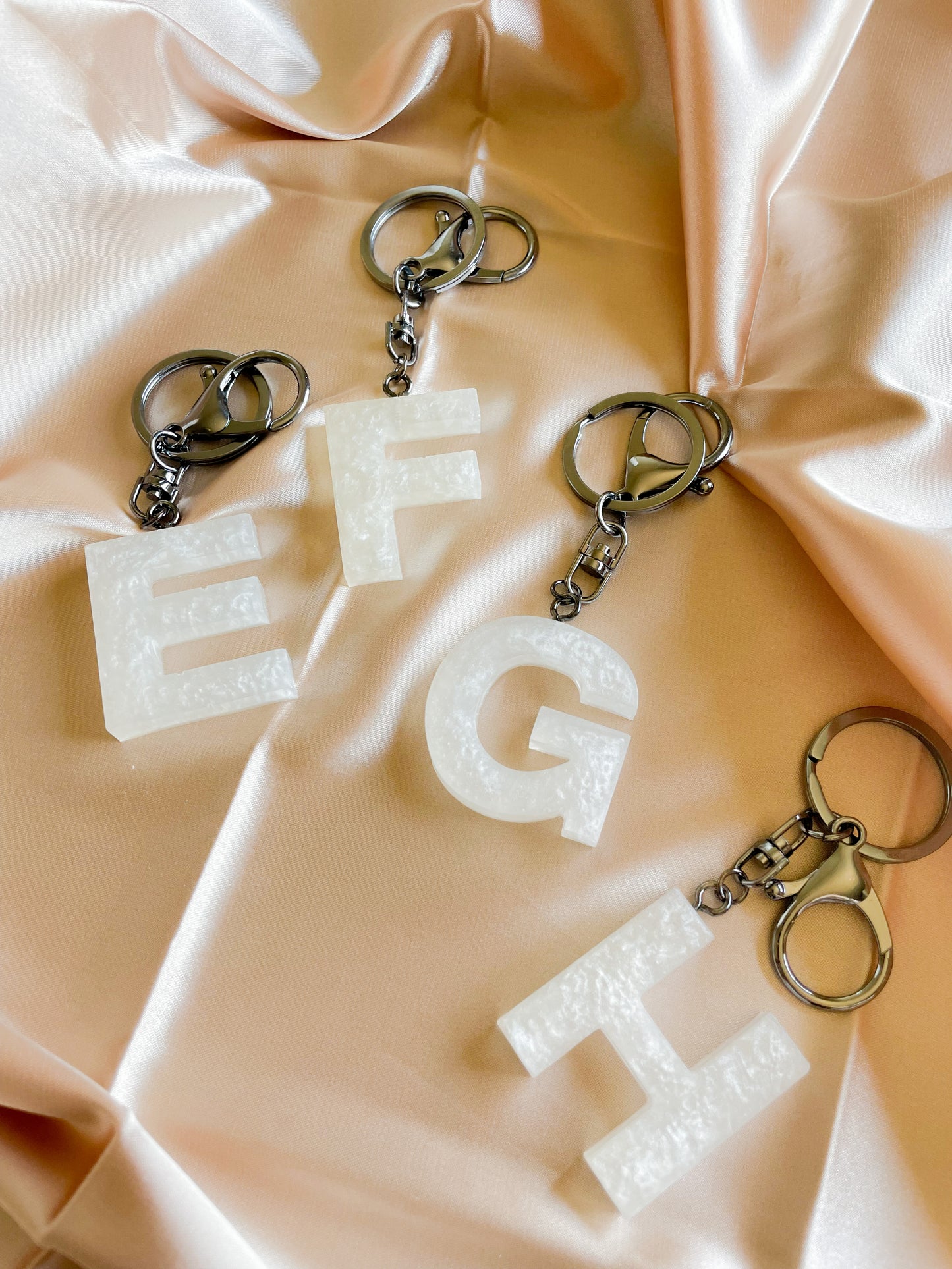 White initial keychain *Black keychain*