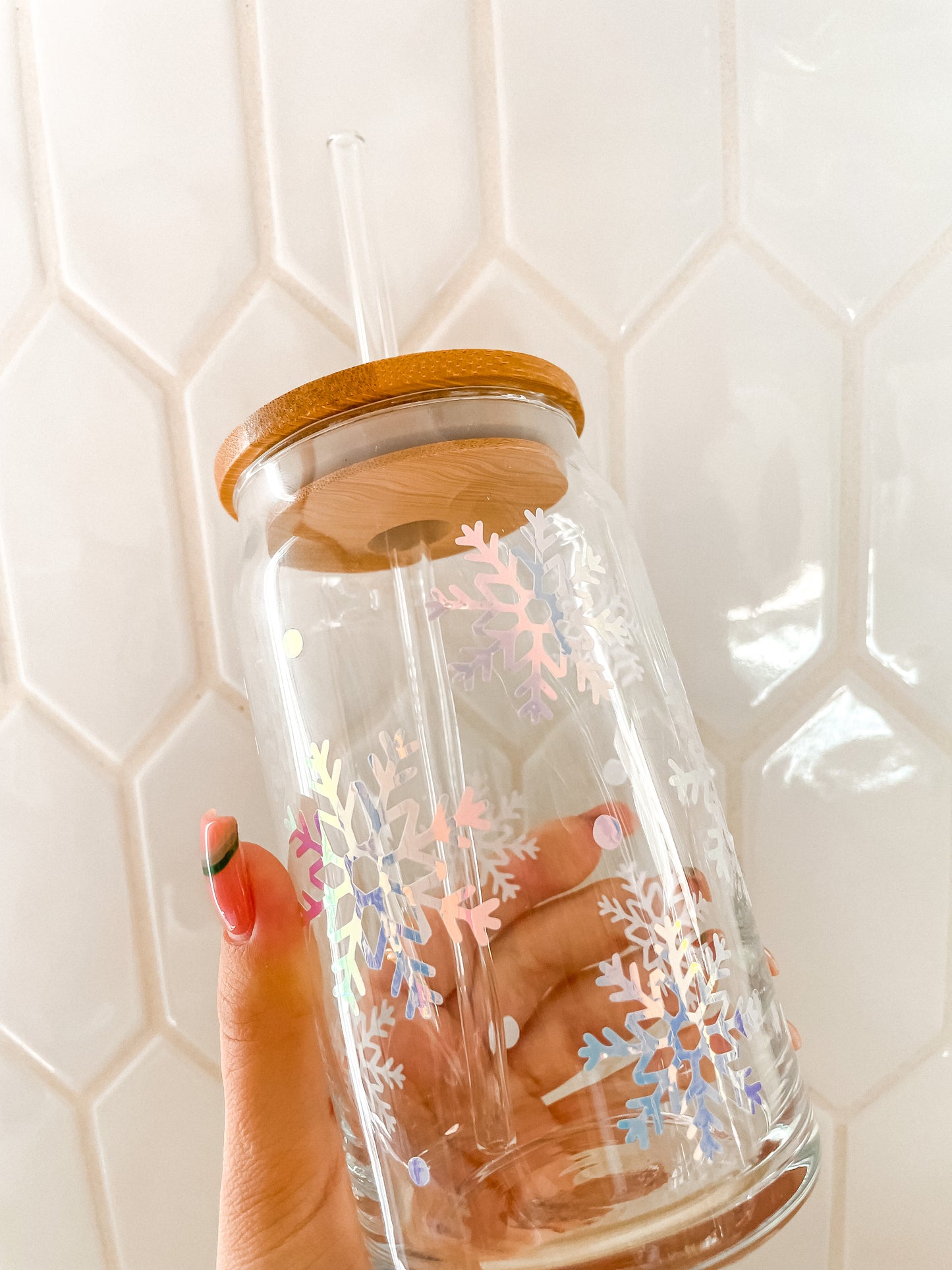 Snowflake glass cup