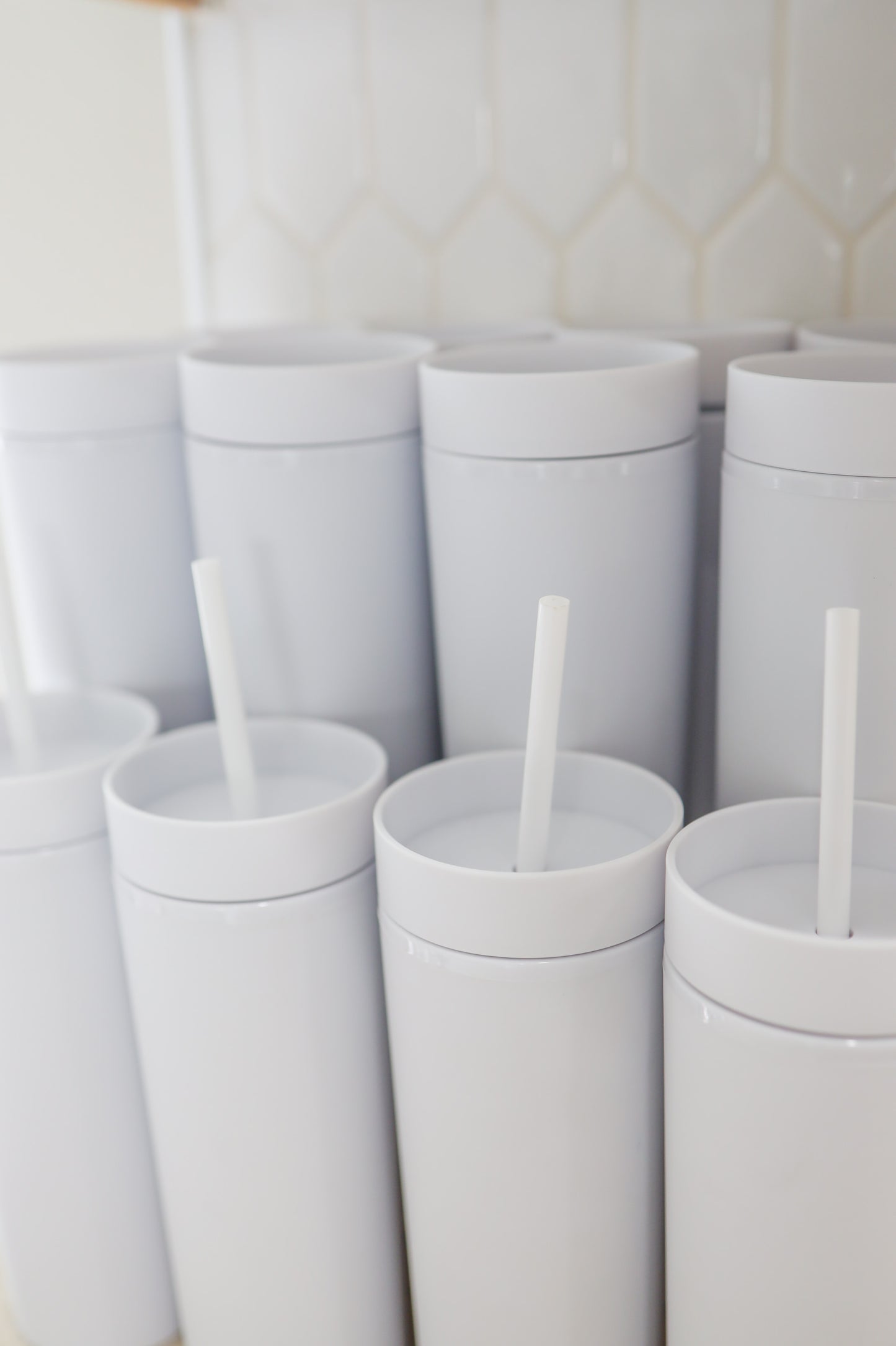 White skinny tumbler