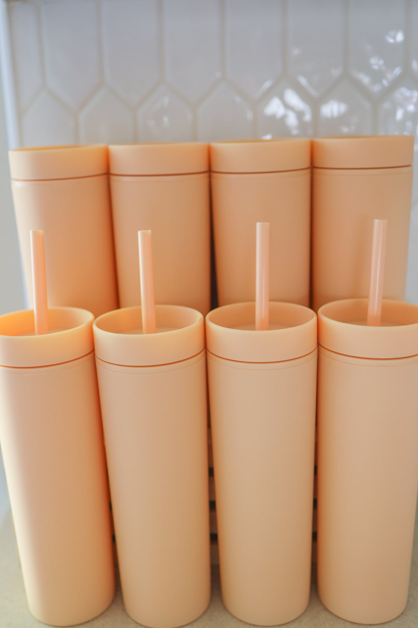 Peach skinny tumblers