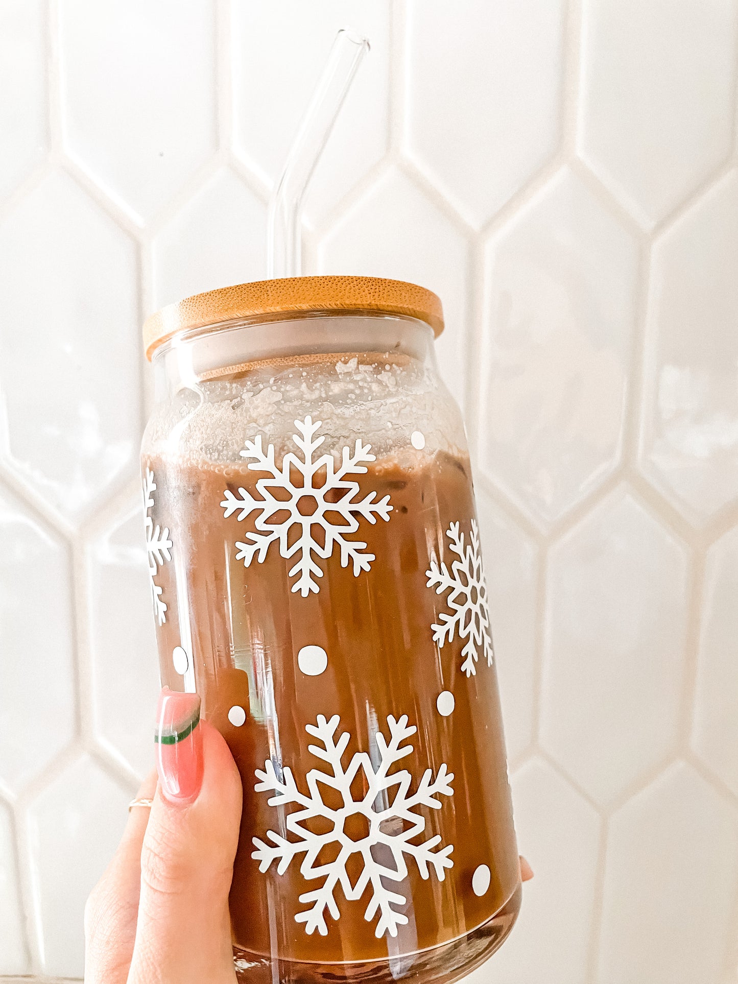 Snowflake glass cup