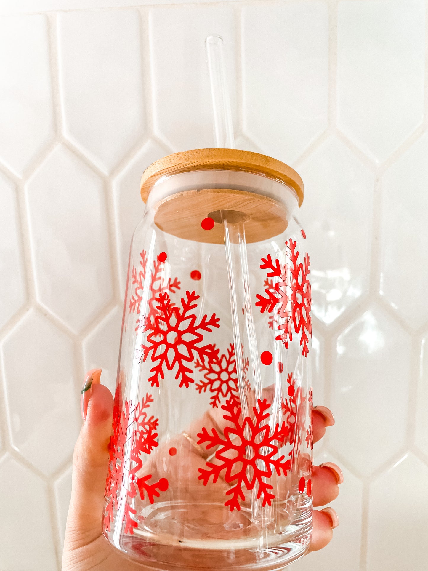 Snowflake glass cup