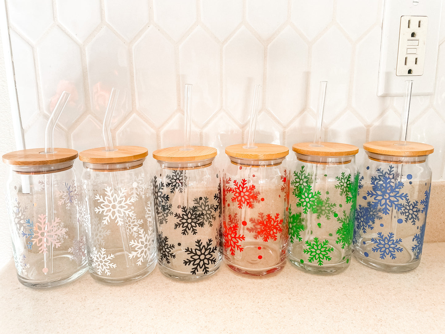 Snowflake glass cup