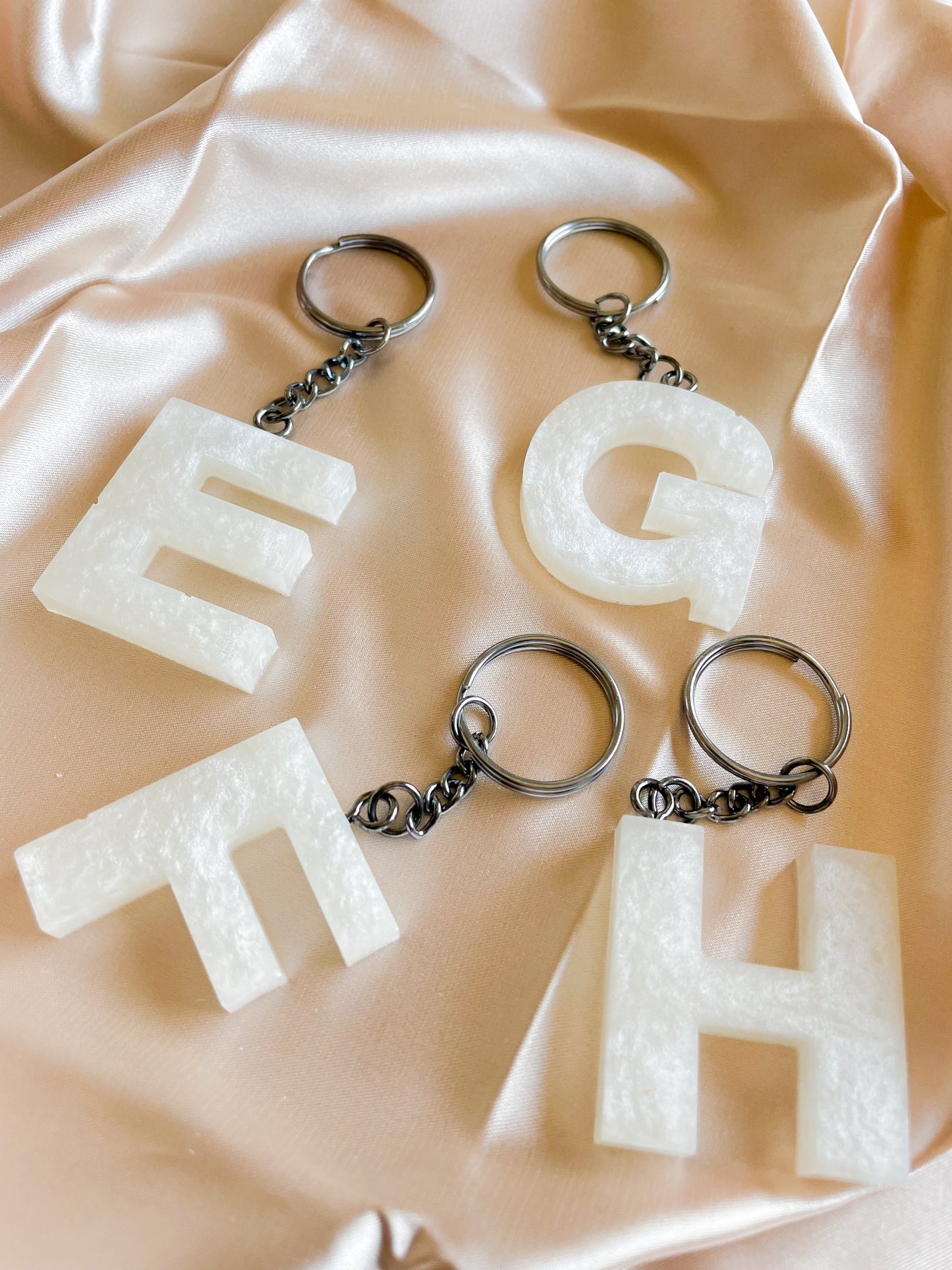 White initial keychain *Black keychain*