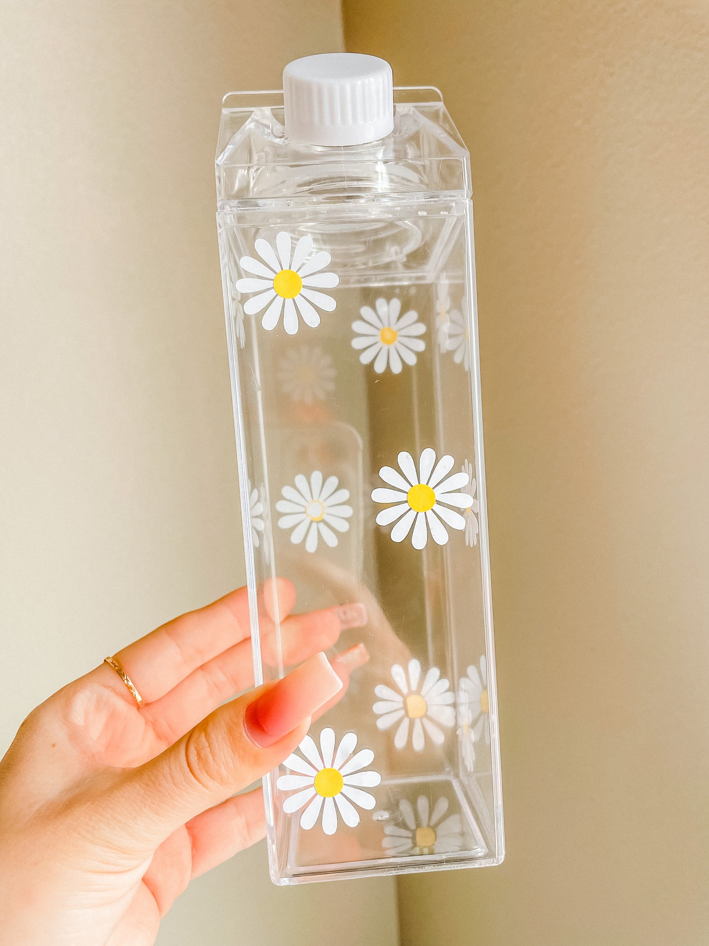 Daisies milk carton water bottle